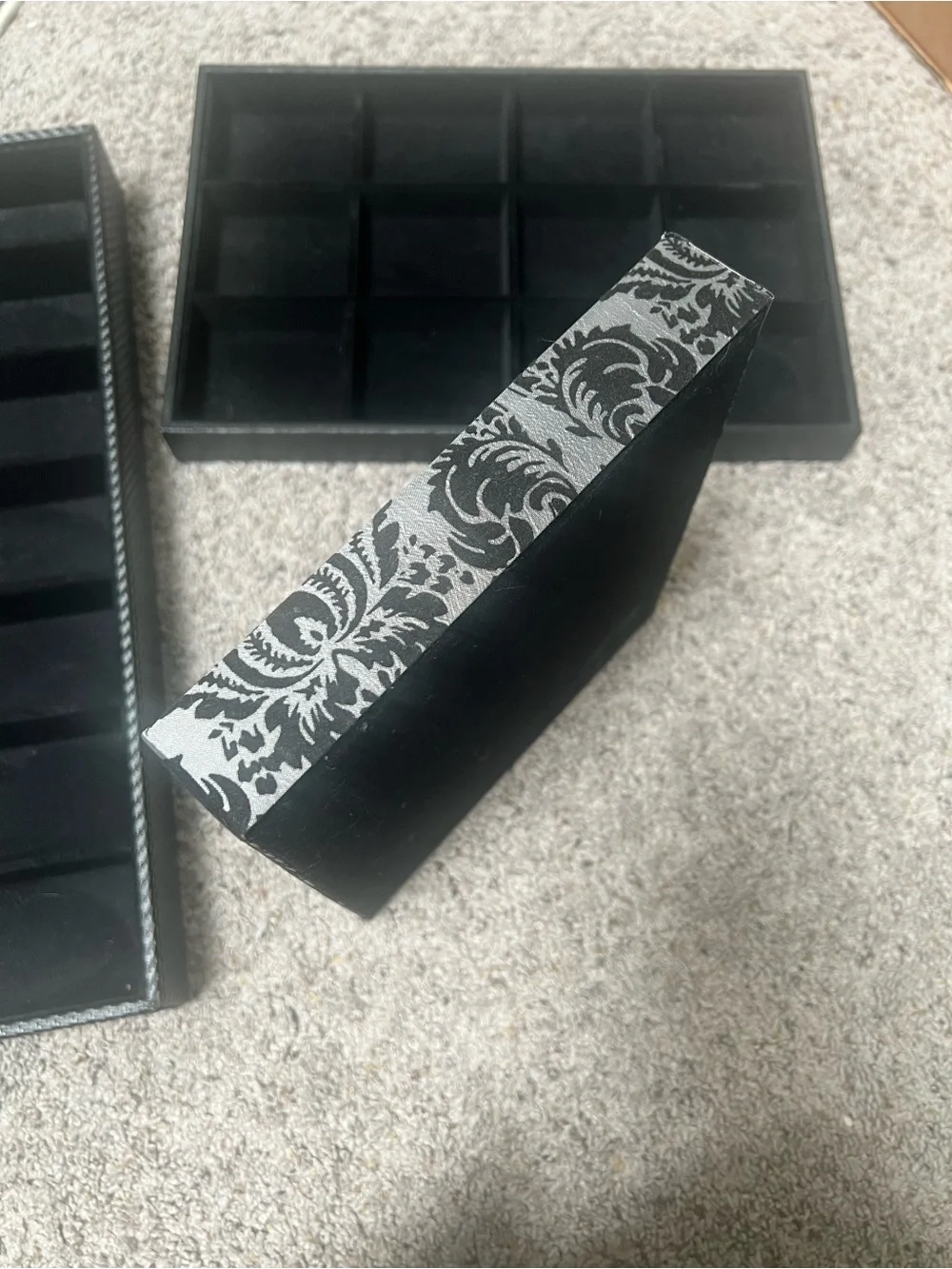 Black Velvet Multiple Compartment Jewelry Trays